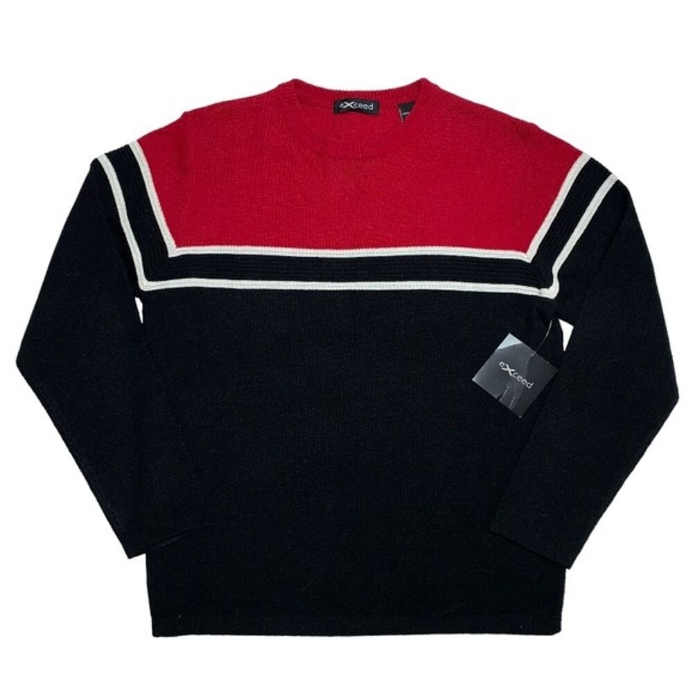 Red Black Dress Knit Sweater Boys Large Size 16-18 Formal Winter Dapper